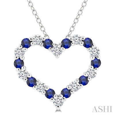 Heart Shape Alternate Gemstone & Diamond Fashion Pendant