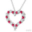 Heart Shape Alternate Gemstone & Diamond Fashion Pendant