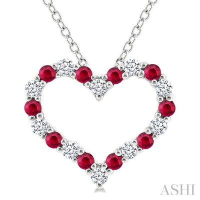 Heart Shape Alternate Gemstone & Diamond Fashion Pendant