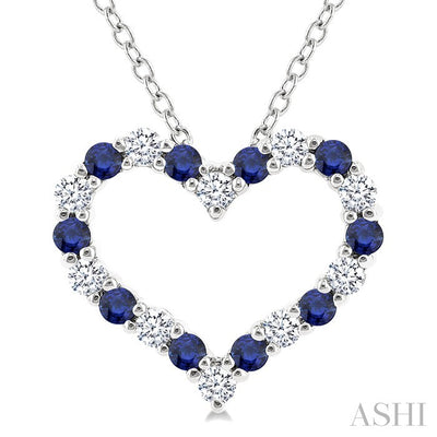 Heart Shape Alternate Gemstone & Diamond Fashion Pendant