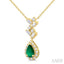 Pear Shape Scatter Gemstone & Baguette Halo Diamond Pendant