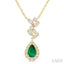 Pear Shape Scatter Gemstone & Baguette Halo Diamond Pendant