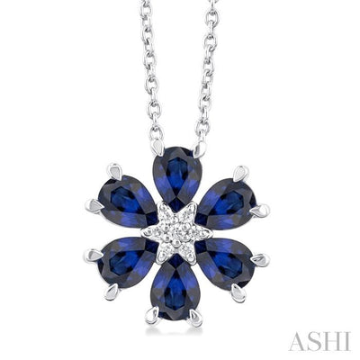 Blossom Pear Shape Gemstone & Diamond Pendant