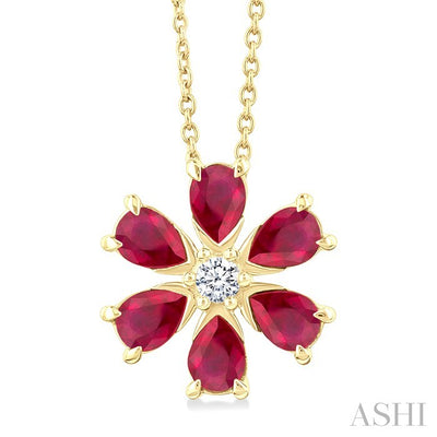 Blossom Pear Shape Gemstone & Diamond Pendant