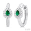 Pear Shape Gemstone & Petite Halo Diamond Huggie Fashion Earrings