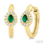 Pear Shape Gemstone & Petite Halo Diamond Huggie Fashion Earrings