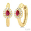 Pear Shape Gemstone & Petite Halo Diamond Huggie Fashion Earrings