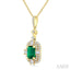 Emerald Shape Gemstone & Halo Diamond Pendant
