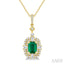 Emerald Shape Gemstone & Halo Diamond Pendant