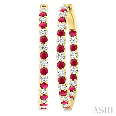 Inside-Out Alternate Gemstone & Diamond Hoop Earrings