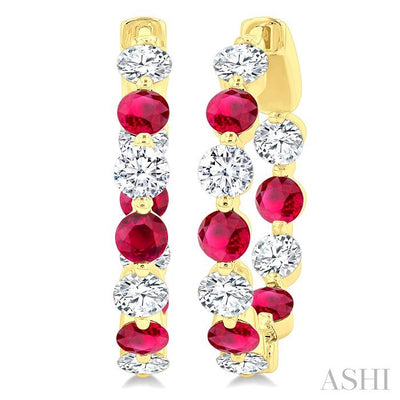 Inside-Out Alternate Gemstone & Diamond Hoop Earrings