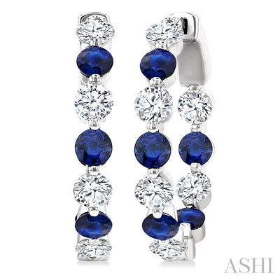Inside-Out Alternate Gemstone & Diamond Hoop Earrings