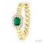 Emerald Shape Curb & Cuban Gemstone & Halo Diamond Fashion Hoop Earrings