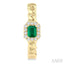 Emerald Shape Curb & Cuban Gemstone & Halo Diamond Fashion Hoop Earrings