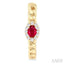 Oval Shape Curb & Cuban Gemstone & Halo Diamond Fashion Hoop Earrings