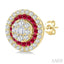 Round Shape Gemstone & Diamond Fusion Earrings