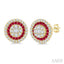 Round Shape Gemstone & Diamond Fusion Earrings
