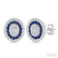 Oval Shape Gemstone & Diamond Fusion Earrings