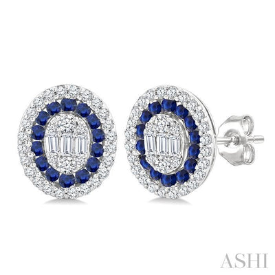 Oval Shape Gemstone & Diamond Fusion Earrings