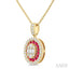 Oval Shape Gemstone & Halo Diamond Fusion Pendant
