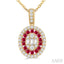 Oval Shape Gemstone & Halo Diamond Fusion Pendant