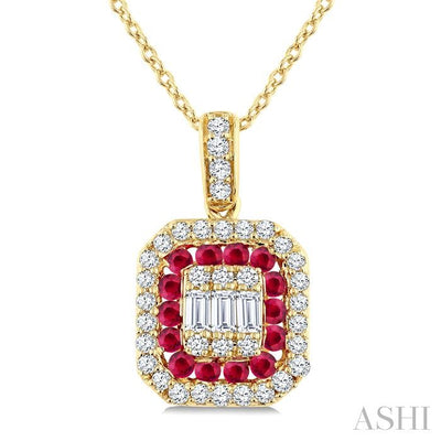 Emerald Shape Gemstone & Diamond Fusion Pendant