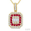 Emerald Shape Gemstone & Diamond Fusion Pendant