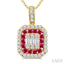 Emerald Shape Gemstone & Diamond Fusion Pendant