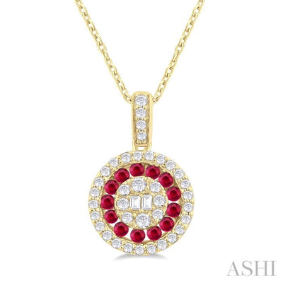 Round Shape Gemstone & Diamond Fusion Pendant