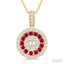 Round Shape Gemstone & Diamond Fusion Pendant