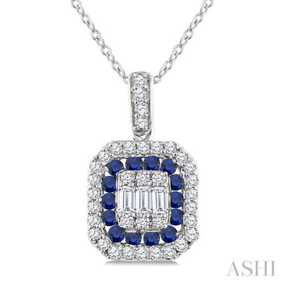 Emerald Shape Gemstone & Diamond Fusion Pendant