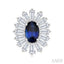 Oval Shape Gemstone & Baguette Halo Diamond Earrings