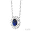 Oval Shape Gemstone & Baguette Halo Diamond Pendant