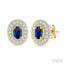 Oval Shape Gemstone & Diamond Earrings