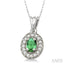 Oval Shape Gemstone & Halo Diamond Pendant