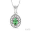 Oval Shape Gemstone & Halo Diamond Pendant