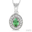Oval Shape Gemstone & Halo Diamond Pendant