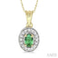 Oval Shape Gemstone & Halo Diamond Pendant