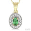 Oval Shape Gemstone & Halo Diamond Pendant