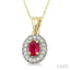 Oval Shape Gemstone & Halo Diamond Pendant