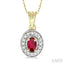 Oval Shape Gemstone & Halo Diamond Pendant