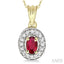 Oval Shape Gemstone & Halo Diamond Pendant