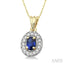 Oval Shape Gemstone & Halo Diamond Pendant