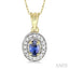 Oval Shape Gemstone & Halo Diamond Pendant