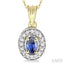 Oval Shape Gemstone & Halo Diamond Pendant