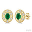 Oval Shape Gemstone & Diamond Earrings