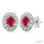 Oval Shape Gemstone & Diamond Earrings