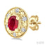 Oval Shape Gemstone & Diamond Earrings