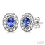 Oval Shape Gemstone & Diamond Earrings