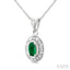 Oval Shape Gemstone & Diamond Pendant